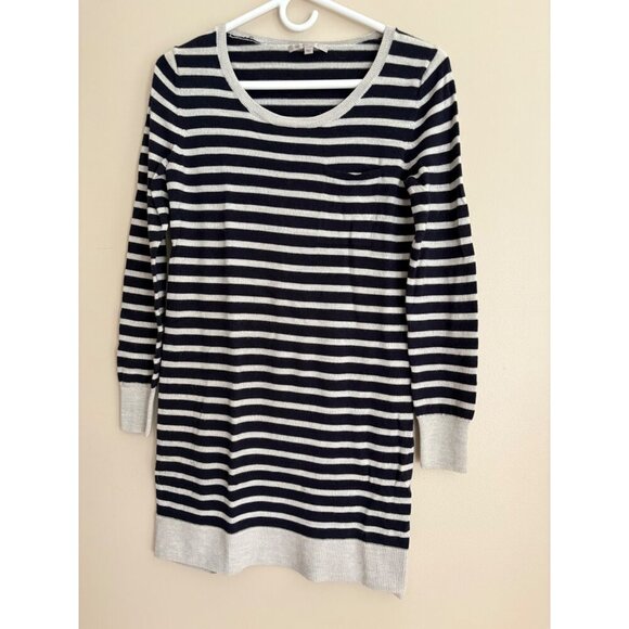 GAP Navy & Gray Striped Merino Wool Blend Mini Sweater Dress Size Small - Picture 4 of 12